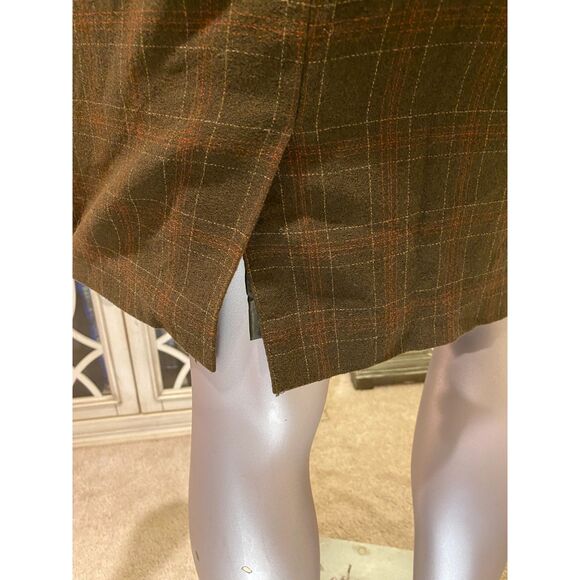 Haute De Gamme Brown Plaid Pencil Skirt Size 12 - Picture 4 of 7
